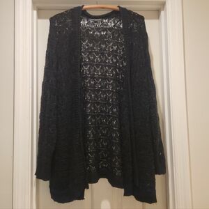 Lane Bryant Open Knit Black Cardigan Size 22